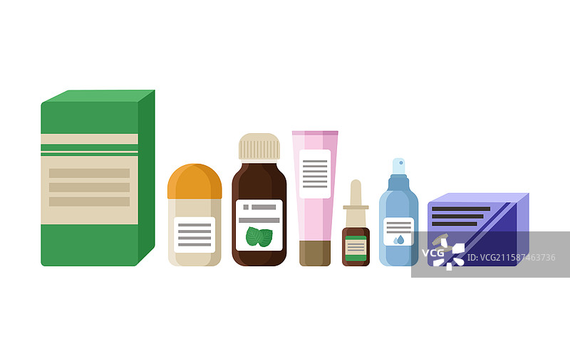 药品在管状包装和瓶子中的药丸图片素材