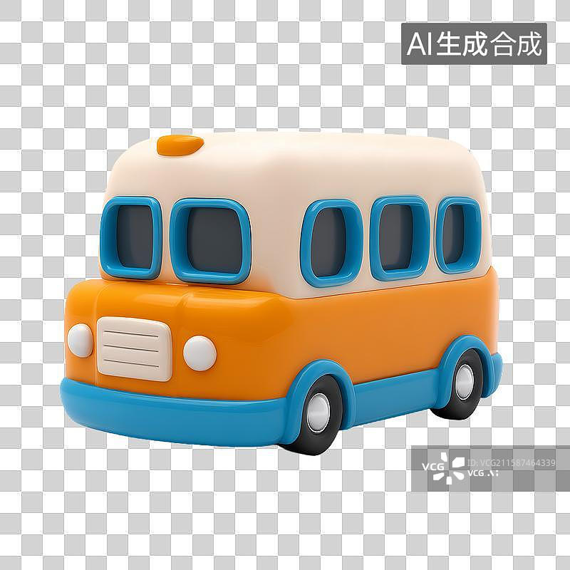 【AI数字艺术】卡通风格的橙色巴士模型图片素材
