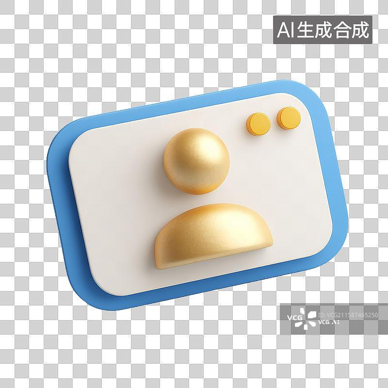 【AI数字艺术】金色人物图标与蓝色边框设计图片素材