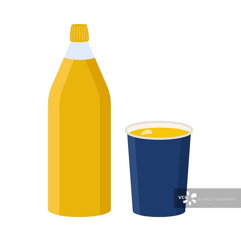 一瓶橙汁和一个纸杯图片素材