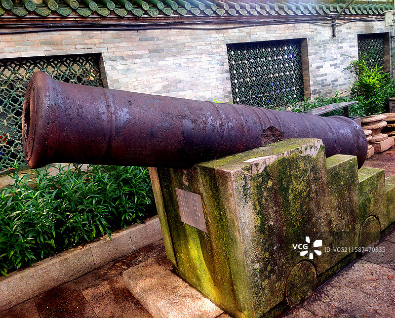 鸦片战争时期的广州城防炮、全国重点文物保护单位--三元里平英团遗址、三元里人民抗英斗争纪念馆图片素材
