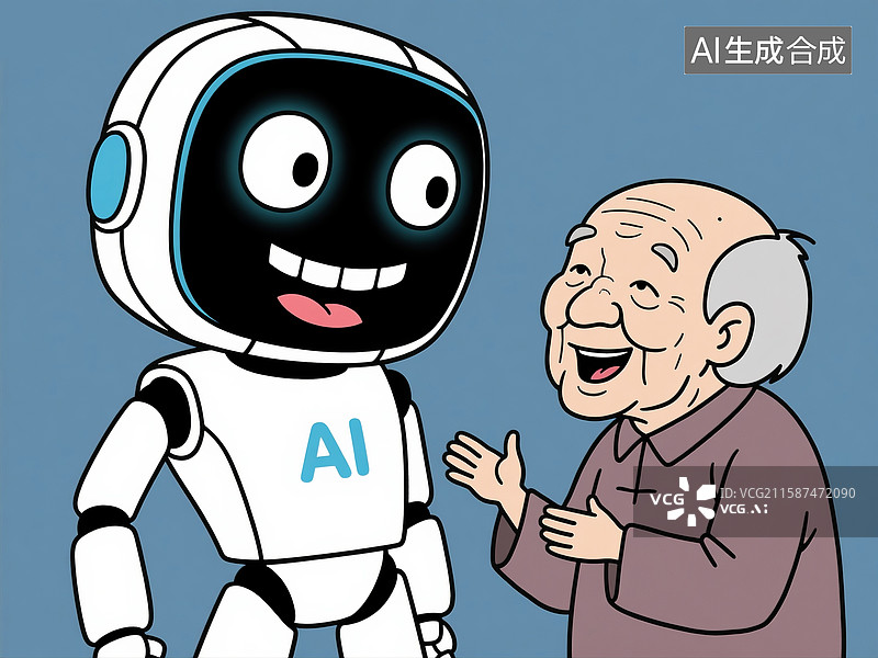 【AI数字艺术】AI智能机器人陪同老年人聊天图片素材
