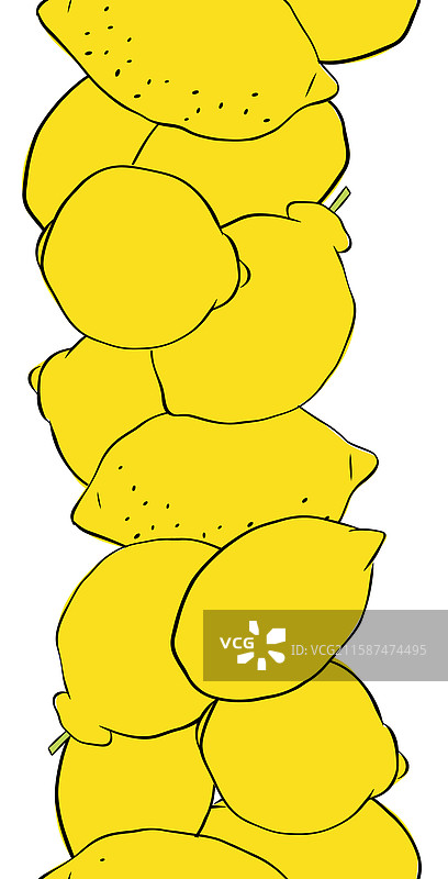 柠檬柑橘类水果无缝垂直边框图片素材