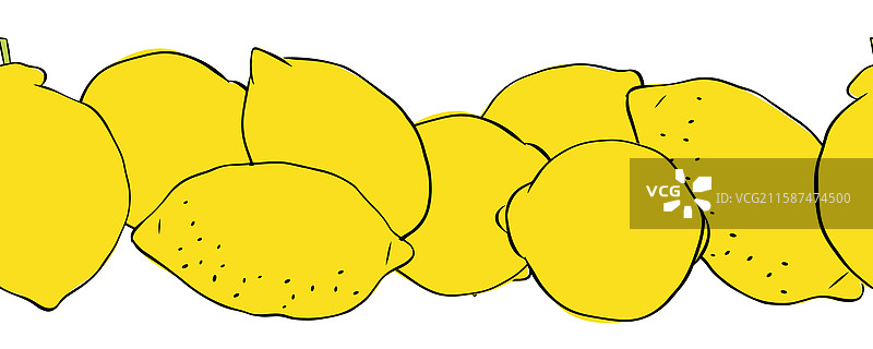 柠檬柑橘类水果无缝水平边框图片素材