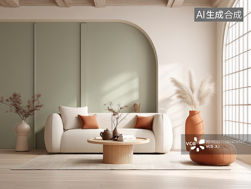 【AI数字艺术】现代简约客厅布置图片素材