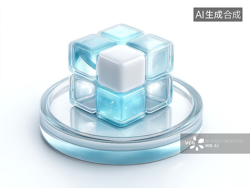 【AI数字艺术】冰块与透明容器图片素材