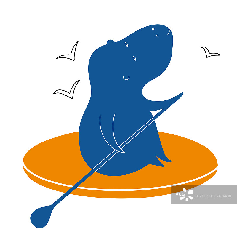 极简风格的划水水豚图片素材