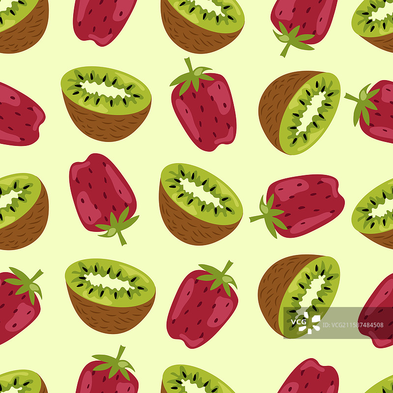 无缝图案，包含猕猴桃切半和图片素材