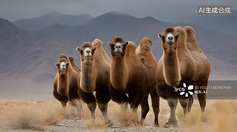 【AI数字艺术】荒漠环境下的骆驼图片素材