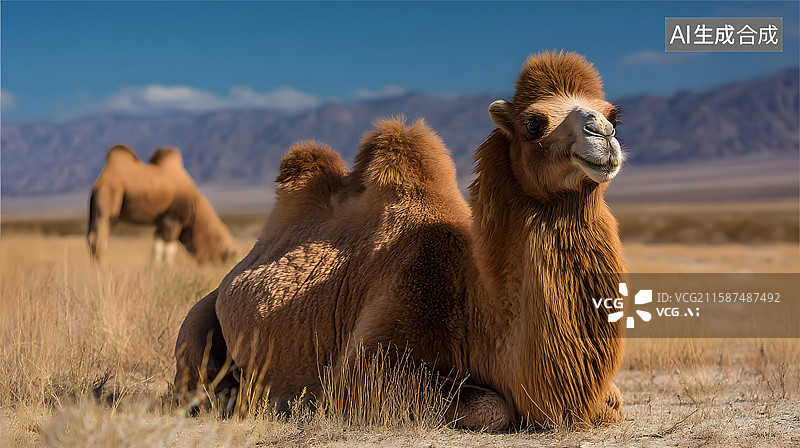 【AI数字艺术】荒漠环境下的骆驼图片素材
