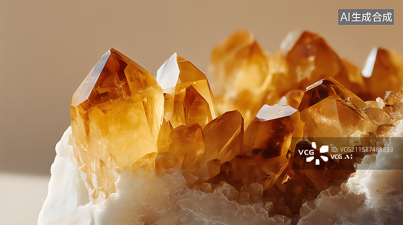 【AI数字艺术】晶莹黄晶簇景图片素材
