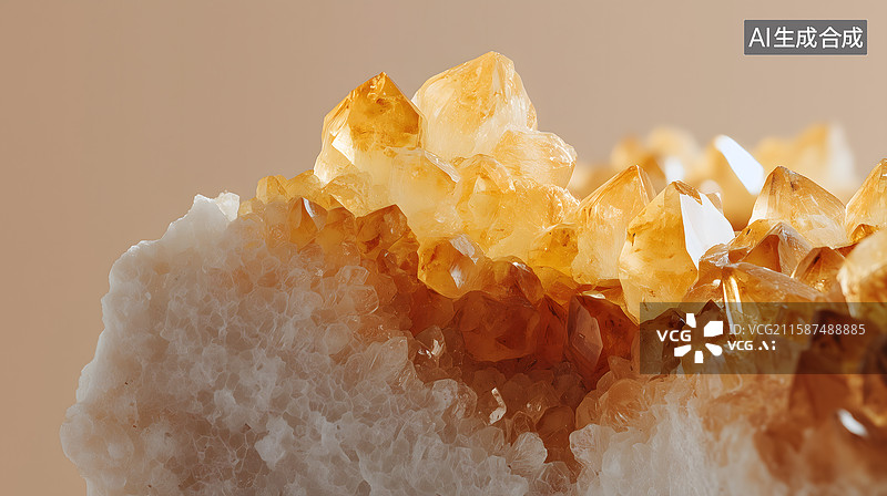 【AI数字艺术】晶莹黄晶簇景图片素材