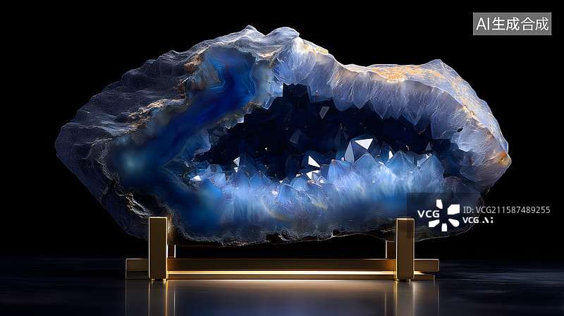 【AI数字艺术】璀璨蓝晶洞尊图片素材