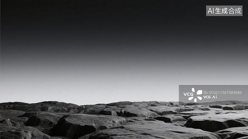 【AI数字艺术】石头堆和岩石板面底座产品展示台黑灰色渐变背景图片素材