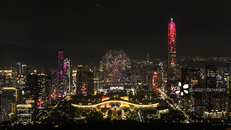 深圳经济特区建立45周年无人机灯光秀图片素材