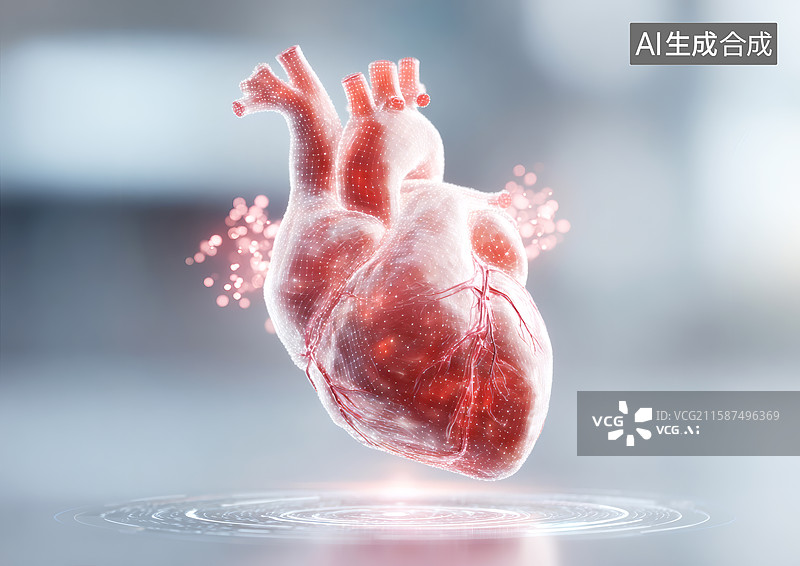 【AI数字艺术】一颗红色的心脏模型图片素材
