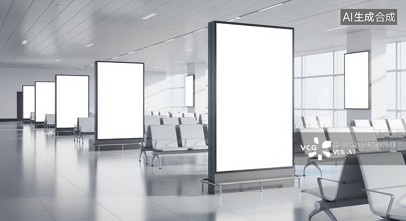 【AI数字艺术】现代机场候机厅空旷场景图片素材