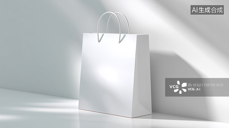 【AI数字艺术】3D简约白色购物袋模型图片素材