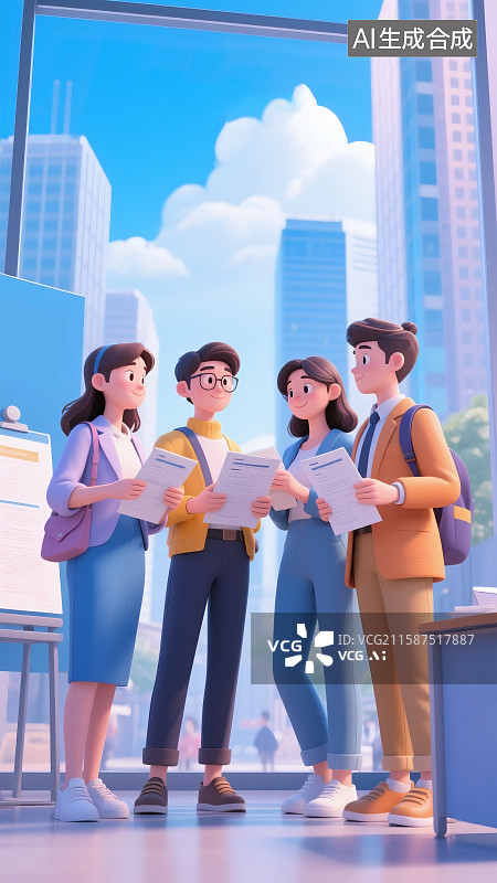 【AI数字艺术】插画毕业季步入社会的求职青年图片素材