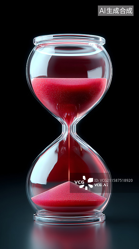 【AI数字艺术】红色沙漏中的时间流逝图片素材