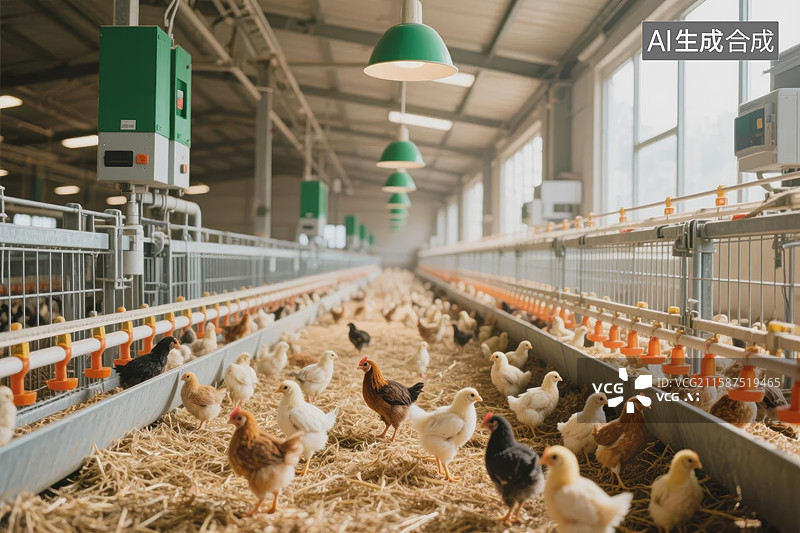 【AI数字艺术】现代化养鸡场图片素材
