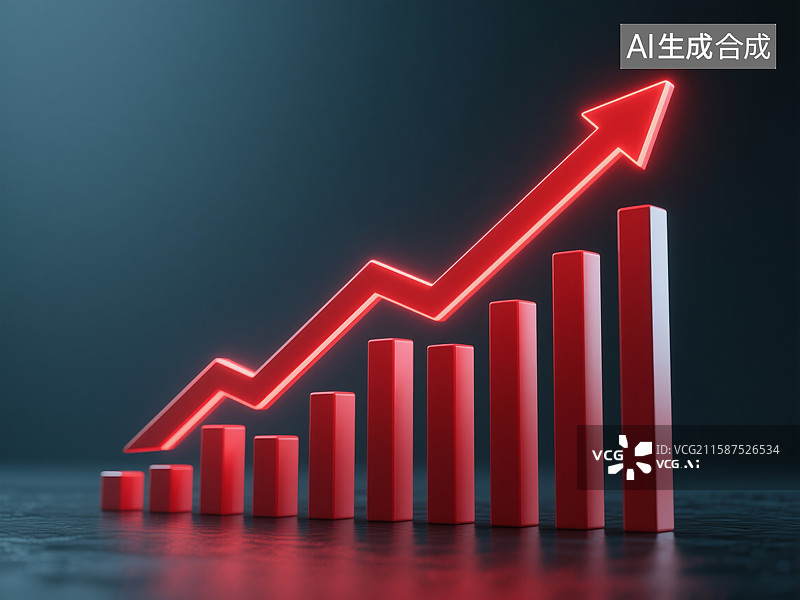 【AI数字艺术】增长图表与上升箭头图片素材