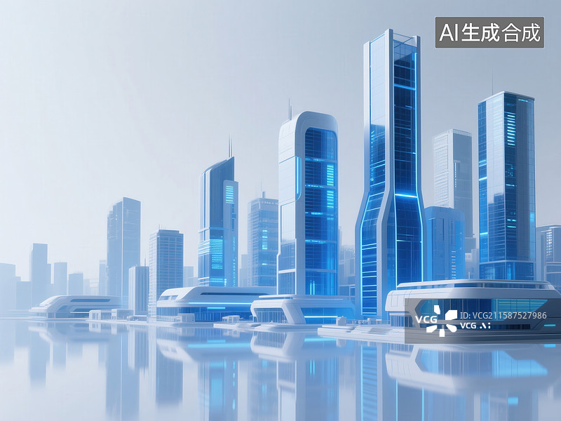 【AI数字艺术】未来城市高楼与智能交通图片素材