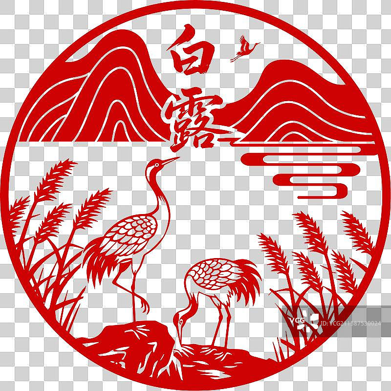 中国风白露剪纸窗花元素图片素材