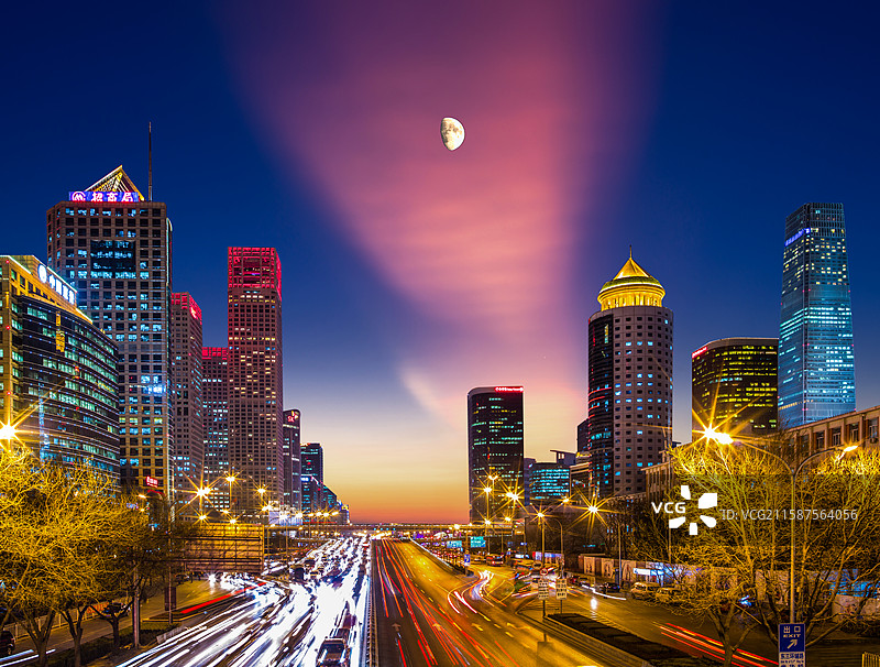 北京CBD夜景拍摄高清全景图图片素材