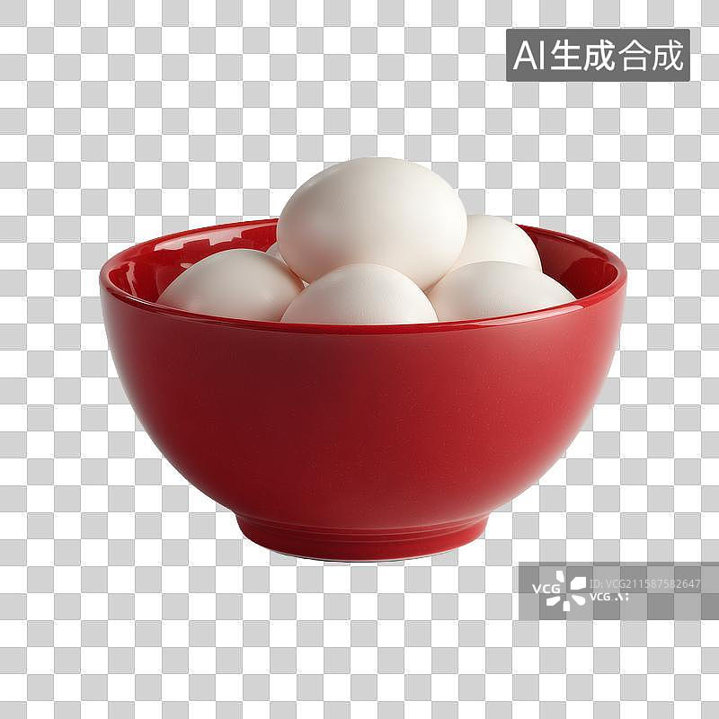 【AI数字艺术】红色碗里的白色鸡蛋图片素材