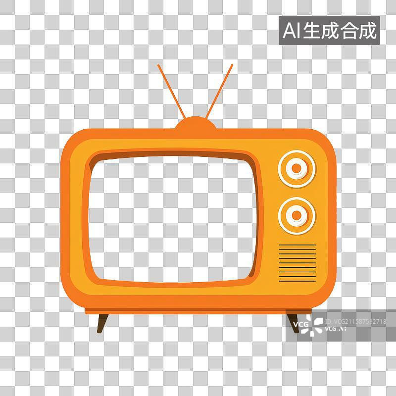 【AI数字艺术】复古橙色老式电视机图片素材
