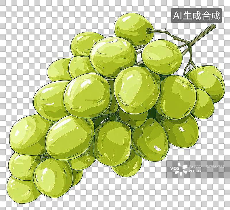 【AI数字艺术】一串翠绿饱满的葡萄图片素材