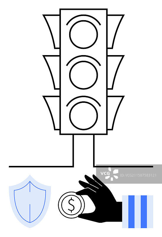 交通信号灯保护罩手握硬币酒吧图片素材