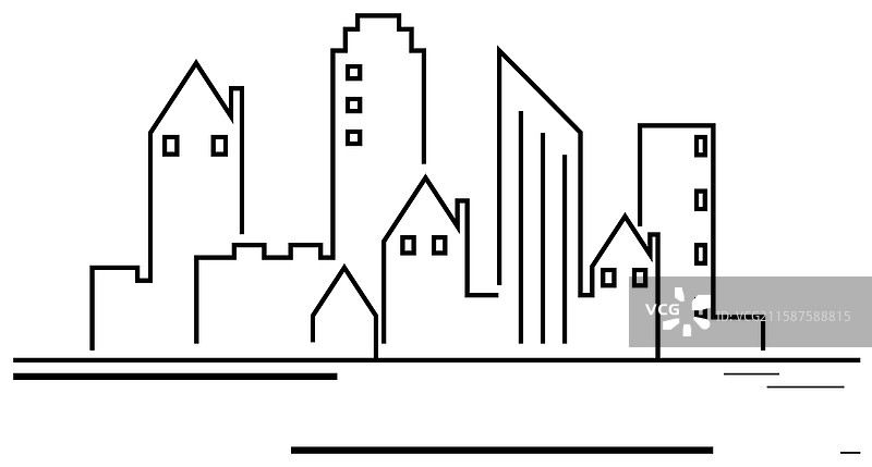 极简主义城市天际线与各种建筑图片素材