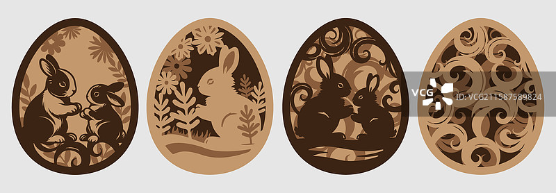 兔子花卉图案的复活节彩蛋设计图片素材