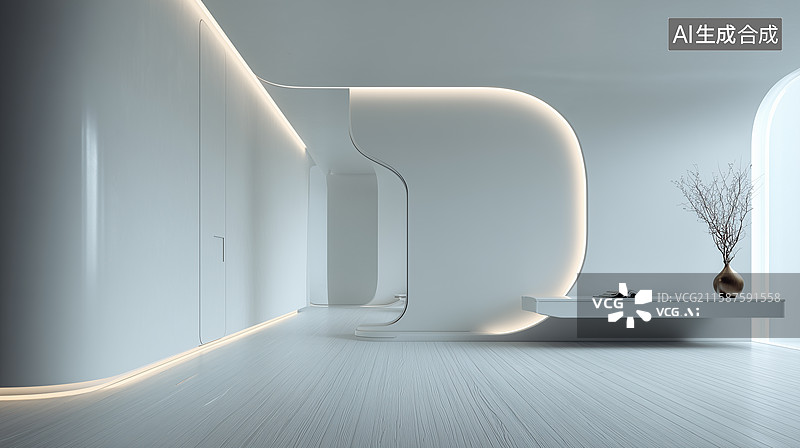【AI数字艺术】未来极简智能灯光室内图片素材
