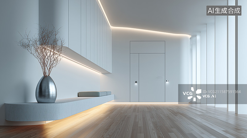 【AI数字艺术】未来极简智能灯光室内图片素材