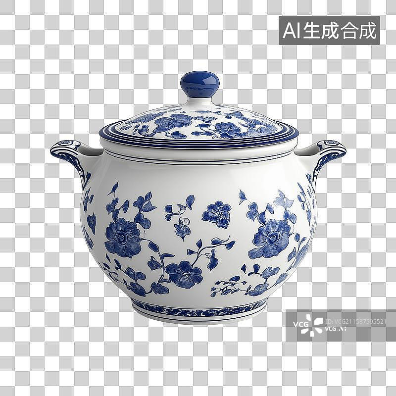【AI数字艺术】青花瓷煲汤罐汤锅艺术设计图片素材