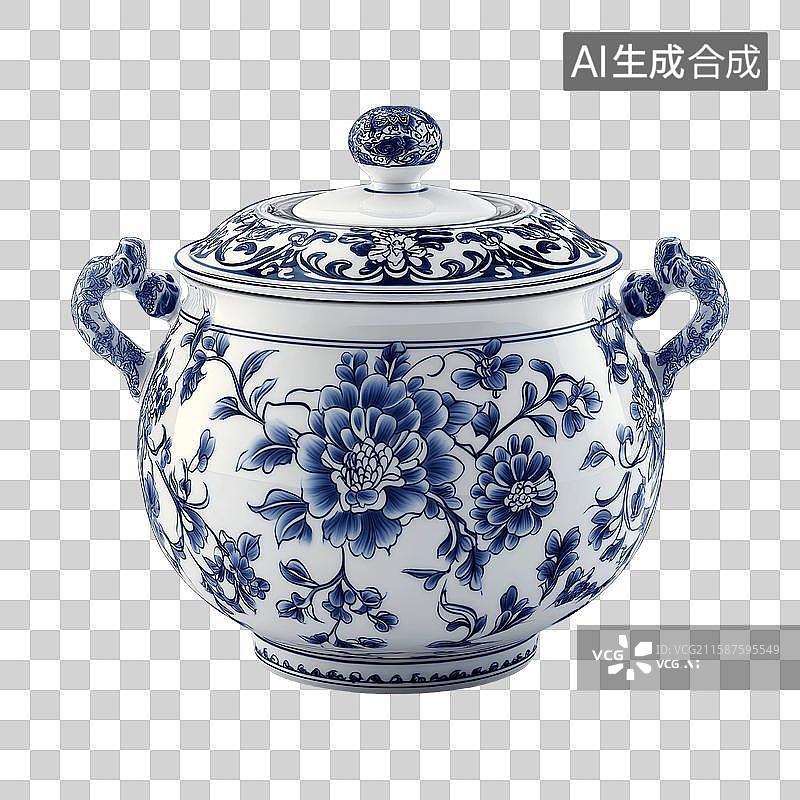 【AI数字艺术】青花瓷煲汤罐汤锅艺术设计图片素材