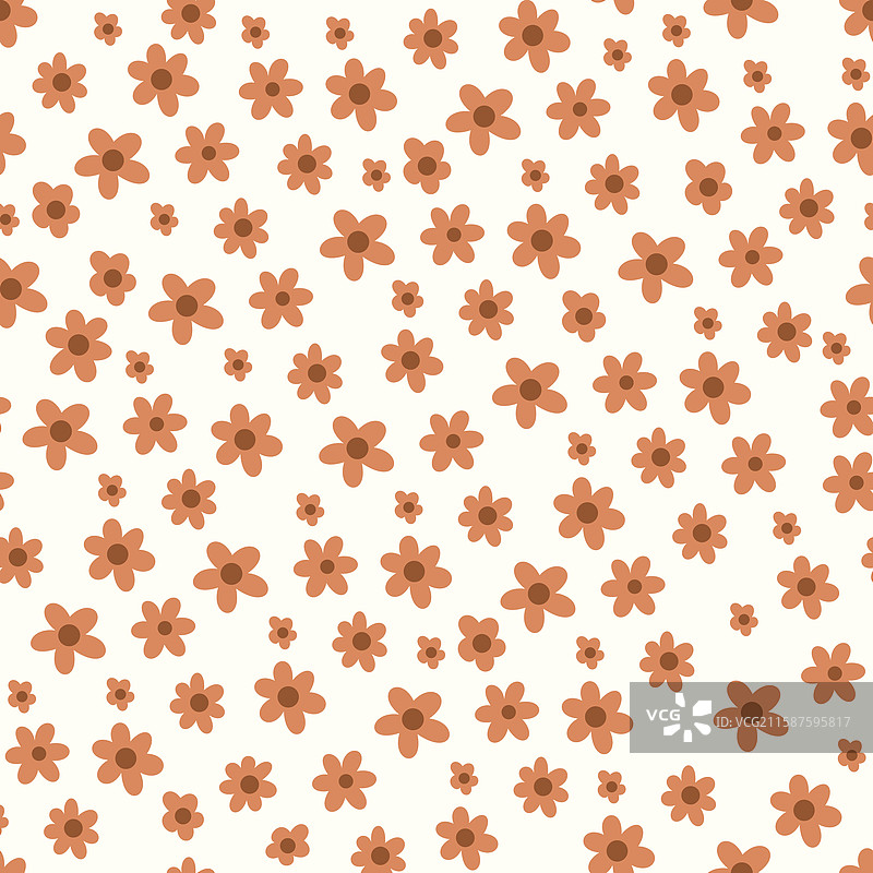 可爱的小棕色花朵重复图案图片素材