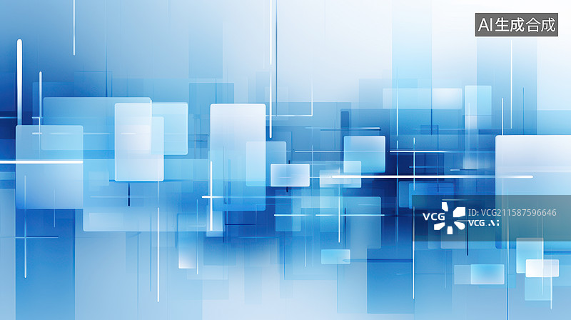 【AI数字艺术】蓝色科技感立方体几何空间立体背景壁纸图片素材
