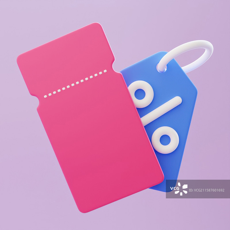 优惠券打折满减券促销标签挂牌3D图片素材
