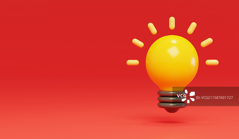 黄色明亮电灯泡点灯希望3D图片素材