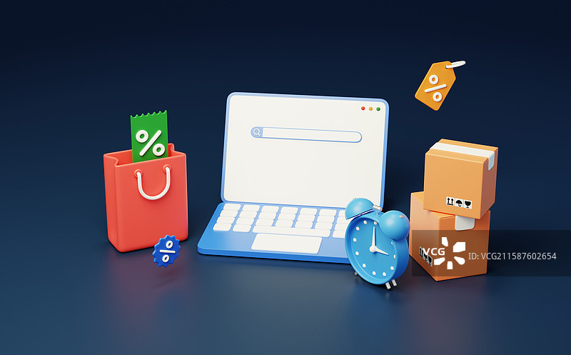 电商购物促销甄选好物省钱3D图片素材