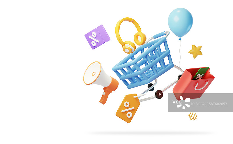 电商促销网购消费购物营销3D图片素材