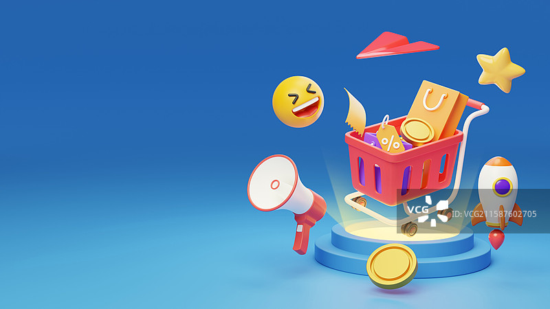 活动福利购物推广消费折扣3D图片素材