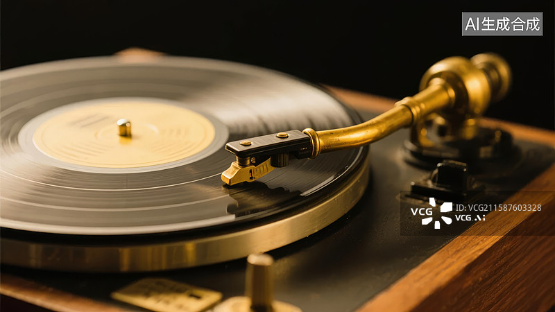 【AI数字艺术】复古黑胶唱片机播放音乐图片素材