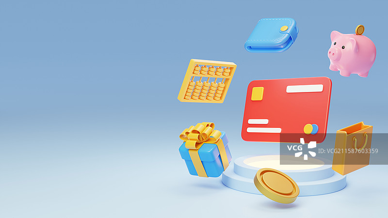 金融理财省钱收益利润管理3D图片素材