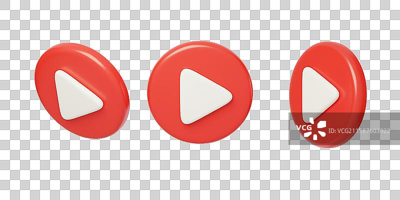 免抠播放器直播间播放暂停按钮3D图片素材