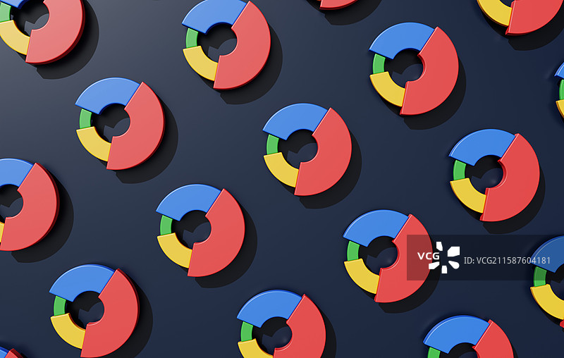 圆饼图数据占比可视化统计3D图片素材